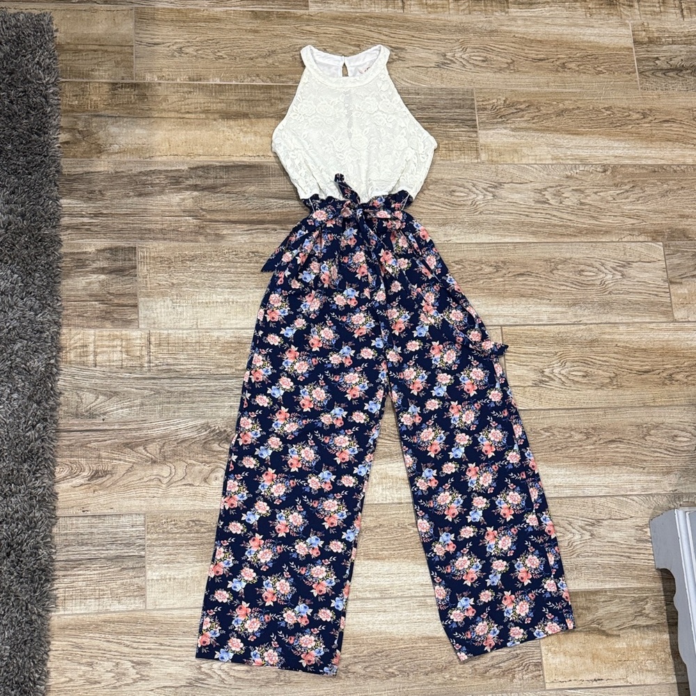 Floral and Lace Summer Jumpsuit